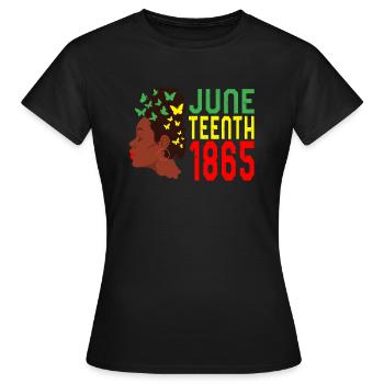 Juneteenth Shirt, Juneteenth 1865 Black Women Tee - Women's T-Shirt - black - Front - AI Model Female 172 dark (172cm)