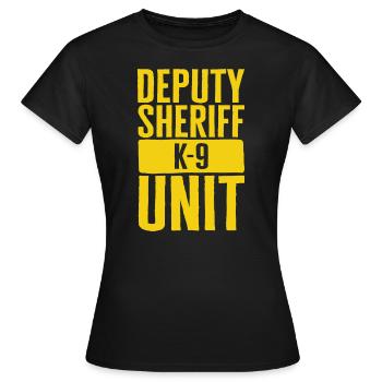 Polizeihund-Shirt, Deputy Sheriff Unit T-Shirt, Polizist - Frauen T-Shirt - Schwarz - Vorne - AI Model Female 172 dark (172cm)