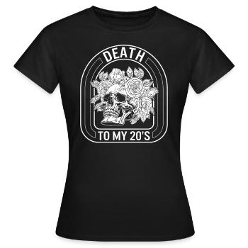 Chemise d’anniversaire, mort à mes années 20 Roses tête de mort - T-shirt Femme - noir - Devant - AI Model Female 172 dark (172cm)