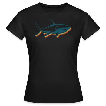 Fishing Shirt, Shark Vintage Fish Fishing Great - Women's T-Shirt - black - Front - AI Model Female 172 dark (172cm)