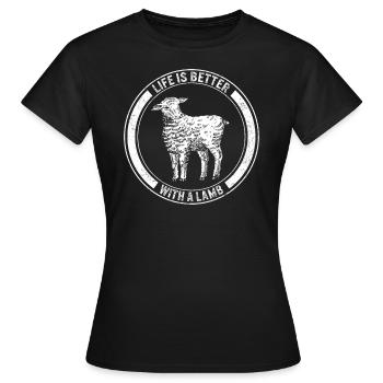Lamb Shirt, Life Is better With A Lamb Cute - Women's T-Shirt - black - Front - AI Model Female 172 dark (172cm)