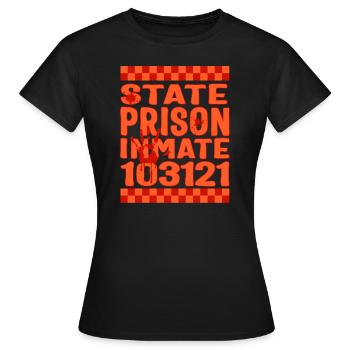 Halloween-Shirt, Insasse des Staatsgefängnisses 103121 - Frauen T-Shirt - Schwarz - Vorne - AI Model Female 172 dark (172cm)