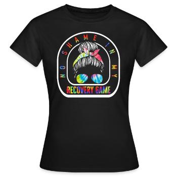 Nüchternheits-Shirt, keine Schande in meinem Genesungsspiel - Frauen T-Shirt - Schwarz - Vorne - AI Model Female 172 dark (172cm)