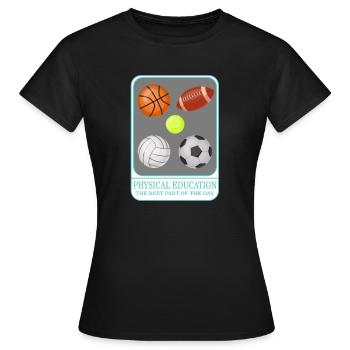 Physical Education Teacher Shirt, P.E. Physical - Women's T-Shirt - black - Front - AI Model Female 172 dark (172cm)