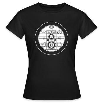 Chemise de haut-parleur, haut-parleur audio Spear Blueprint - T-shirt Femme - noir - Devant - AI Model Female 172 dark (172cm)