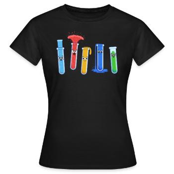 Wissenschafts-Shirt, Physik der Flüssigkeiten Emotionstest - Frauen T-Shirt - Schwarz - Vorne - AI Model Female 172 dark (172cm)