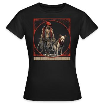 Skeleton Walking Zombie Dog Halloween T Shirt - Women's T-Shirt - black - Front - AI Model Female 172 dark (172cm)