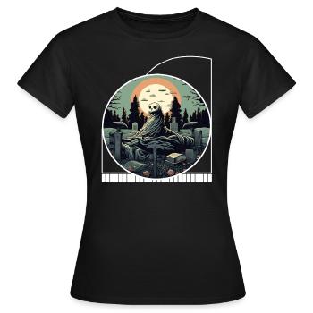 Geisterhafter Friedhof Picknick Halloween Cottagecore - Frauen T-Shirt - Schwarz - Vorne - AI Model Female 172 dark (172cm)