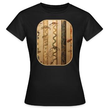 Scroll Crawling Lizards Artistic Intrigue T Shirt - Women's T-Shirt - black - Front - AI Model Female 172 dark (172cm)