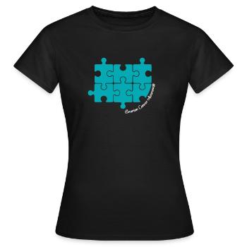 Cancer Awareness Shirt, blaugrünes Band Eierstock - Frauen T-Shirt - Schwarz - Vorne - AI Model Female 172 dark (172cm)