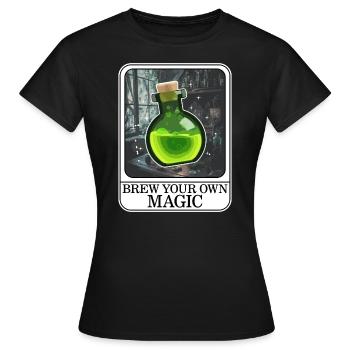 Chemise d’Halloween, préparez votre propre potion magique - T-shirt Femme - noir - Devant - AI Model Female 172 dark (172cm)