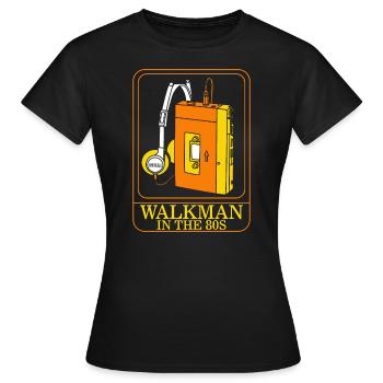Music Shirt, Walkman In The 80's Tee, Gift For - Women's T-Shirt - black - Front - AI Model Female 172 dark (172cm)