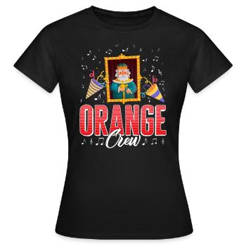 King's Day Hemd, Orange Crew King Portrait Party - Frauen T-Shirt - Schwarz - Vorne - AI Model Female 172 dark (172cm)