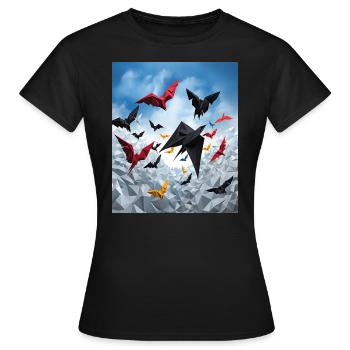 Japanische Kunst Japanischer Holzschnitt Kunstdruck Origami - Frauen T-Shirt - Schwarz - Vorne - AI Model Female 172 dark (172cm)