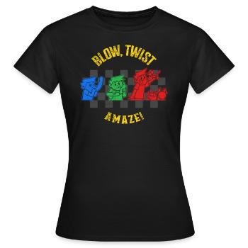 Chemise de modelage ballon, Blow Twist Amaze Tee, - T-shirt Femme - noir - Devant - AI Model Female 172 dark (172cm)