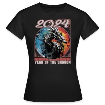 Chinesisches Neujahr des Drachen Graffiti Schablone Drache - Frauen T-Shirt - Schwarz - Vorne - AI Model Female 172 dark (172cm)
