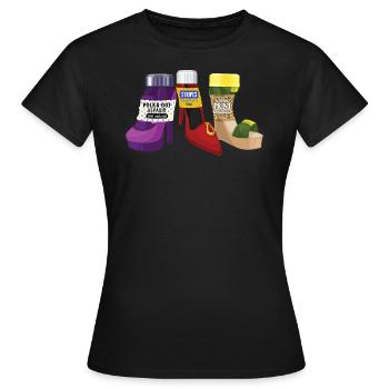 Krankenschwester-Hemd, gestreift Polka Dot Leopard Print hoch - Frauen T-Shirt - Schwarz - Vorne - AI Model Female 172 dark (172cm)