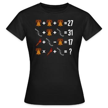 Mathe-Shirt, Mathe-Operationsbefehl Freiheitsglocke - Frauen T-Shirt - Schwarz - Vorne - AI Model Female 172 dark (172cm)