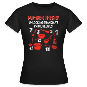 Mathe-Shirt, Zahlentheorie Omas freischalten - Frauen T-Shirt - Schwarz - Vorne - AI Model Female 172 dark (172cm)