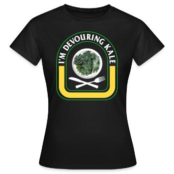 Thanksgiving Shirt, I'm Devouring Kale Tee, Gift - Women's T-Shirt - black - Front - AI Model Female 172 dark (172cm)