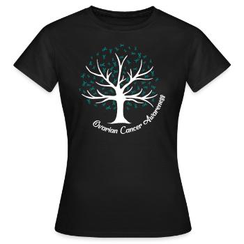 Krebs-Bewusstseins-Shirt, Eierstockkrebs-Bewusstsein - Frauen T-Shirt - Schwarz - Vorne - AI Model Female 172 dark (172cm)
