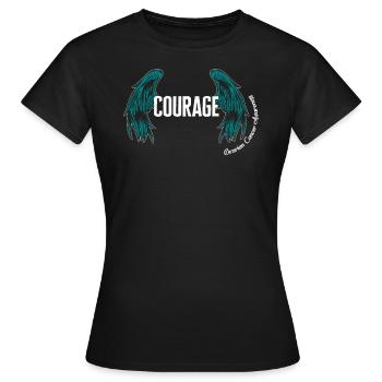 Krebs-Bewusstseins-Shirt, Eierstockkrebs-Bewusstsein - Frauen T-Shirt - Schwarz - Vorne - AI Model Female 172 dark (172cm)