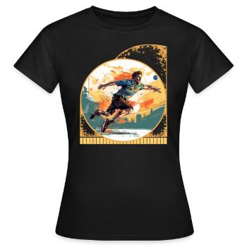 Energetic Jumping Smash Shot Pickleball Action - Women's T-Shirt - black - Front - AI Model Female 172 dark (172cm)