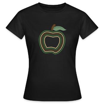 Chemise d’école, Camo Apple premier jour de l’école Tee, - T-shirt Femme - noir - Devant - AI Model Female 172 dark (172cm)