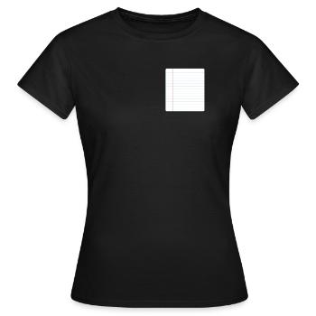 School Shirt, Lined Paper Notebook Funny Pocket - Women's T-Shirt - black - Front - AI Model Female 172 dark (172cm)