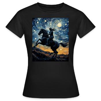Reiten Sternennachthemd Majestätischer Galopp - Frauen T-Shirt - Schwarz - Vorne - AI Model Female 172 dark (172cm)