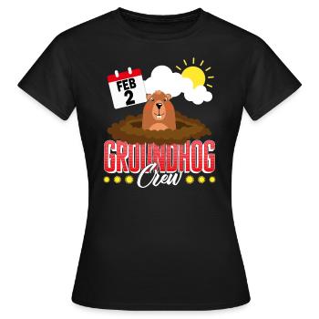 Groundhog Shirt, Groundhog Crew Predicting Spring - Women's T-Shirt - black - Front - AI Model Female 172 dark (172cm)