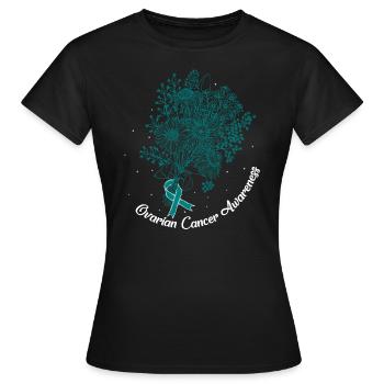 Krebs-Bewusstseins-Shirt, Eierstockkrebs-Bewusstsein - Frauen T-Shirt - Schwarz - Vorne - AI Model Female 172 dark (172cm)