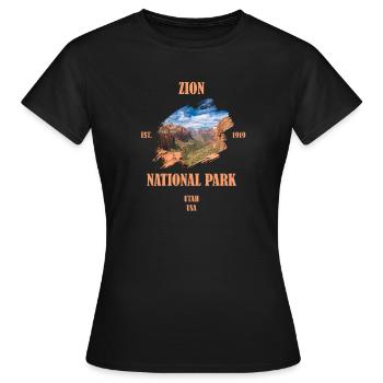 Zion Nationalpark USA Utah - Frauen T-Shirt - Schwarz - Vorne - AI Model Female 172 dark (172cm)