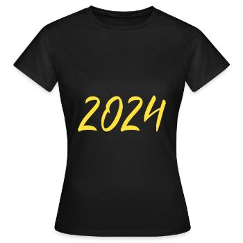 2024 Réveillon du Nouvel An Nouvel An jaune - T-shirt Femme - noir - Devant - AI Model Female 172 dark (172cm)