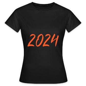 2024 Réveillon du Nouvel An Oranges du Nouvel An - T-shirt Femme - noir - Devant - AI Model Female 172 dark (172cm)