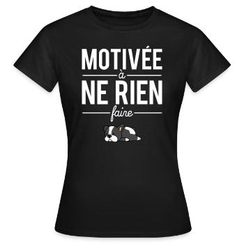 Motivée À Ne Rien Faire Flemme Humour - T-shirt Femme - noir - Devant - AI Model Female 172 dark (172cm)