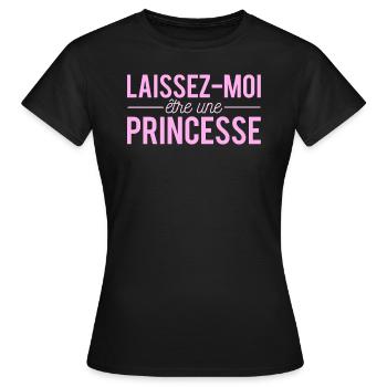 Laissez Moi Etre Une Princesse Chieuse Humour - T-shirt Femme - noir - Devant - AI Model Female 172 dark (172cm)