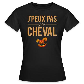 J'Peux Pas J'ai Cheval Blague Équitation Humour - T-shirt Femme - noir - Devant - AI Model Female 172 dark (172cm)