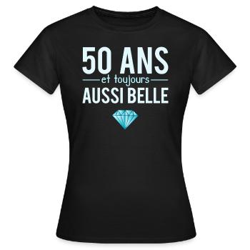 50 ans et toujours aussi belle femme parfaite - T-shirt Femme - noir - Devant - AI Model Female 172 dark (172cm)