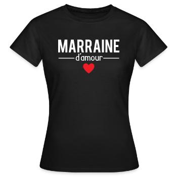 Marraine d'amour cadeau meilleure marraine humour - T-shirt Femme - noir - Devant - AI Model Female 172 dark (172cm)