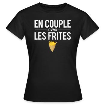 En couple avec les frites fast food humour - T-shirt Femme - noir - Devant - AI Model Female 172 dark (172cm)