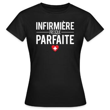 Infirmière presque parfaite métier profession - T-shirt Femme - noir - Devant - AI Model Female 172 dark (172cm)