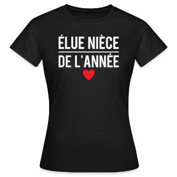 Élue nièce de l'année meilleure nièce humour - T-shirt Femme - noir - Devant - AI Model Female 172 dark (172cm)