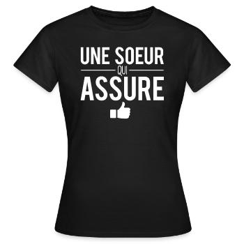 Une soeur qui assure meilleure soeur famille - T-shirt Femme - noir - Devant - AI Model Female 172 dark (172cm)