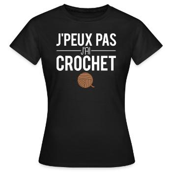 J'peux pas j'ai crochet couture humour - T-shirt Femme - noir - Devant - AI Model Female 172 dark (172cm)