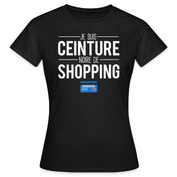 Ceinture noire en shopping carte bancaire - T-shirt Femme - noir - Devant - AI Model Female 172 dark (172cm)