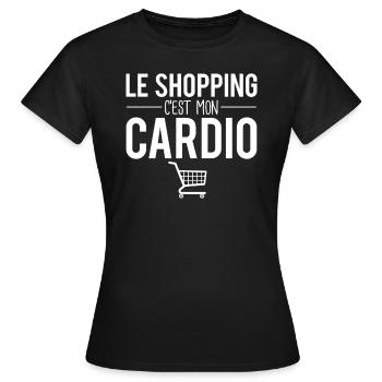 Le shopping c'est mon cardio blague humour - T-shirt Femme - noir - Devant - AI Model Female 172 dark (172cm)