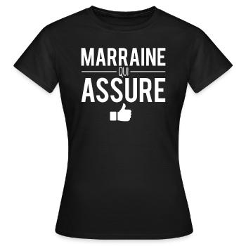 Marraine qui assure meilleure marraine humour - T-shirt Femme - noir - Devant - AI Model Female 172 dark (172cm)