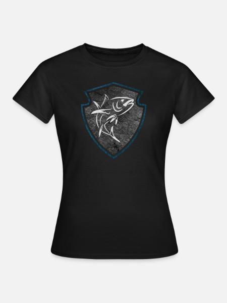 Wappen Thunfisch zum Meeresangeln - Frauen T-Shirt - Schwarz