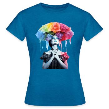 FlowerUmbrella - Women's T-Shirt - antique blue sapphire heather - Front - AI Model Female 172 dark (172cm)